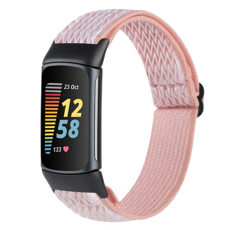 FitBit Charge 5 & 6 Elastische solo loop nylon bandje - Roze