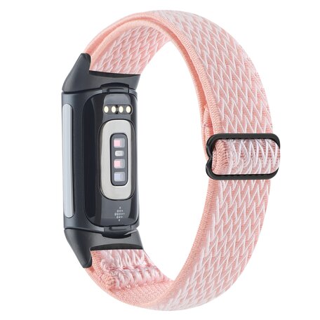 FitBit Charge 5 & 6 Elastische solo loop nylon bandje - Roze