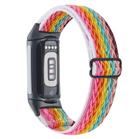 FitBit Charge 5 & 6 Elastische solo loop nylon bandje - Multicolor