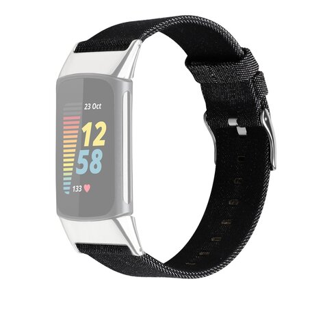 Fitbit Charge 5 & 6 Nylon bandje - Denim zwart