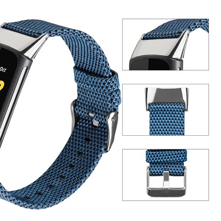 Fitbit Charge 5 & 6 Nylon bandje - Blauw