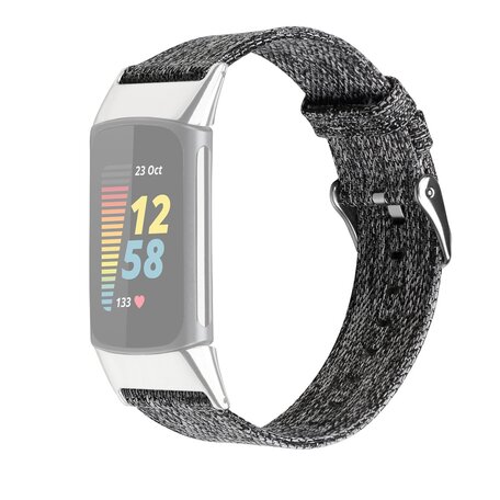 Fitbit Charge 5 & 6 Nylon bandje - Grijs