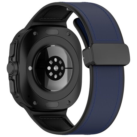 Hybrid leer + siliconen band - Donkerblauw - Samsung Galaxy Watch Ultra 47mm