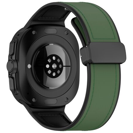 Hybrid leer + siliconen band - Donkergroen - Samsung Galaxy Watch Ultra 47mm