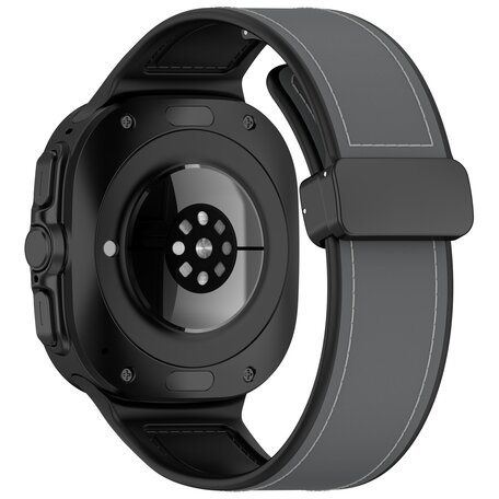 Hybrid leer + siliconen band - Grijs - Samsung Galaxy Watch Ultra 47mm