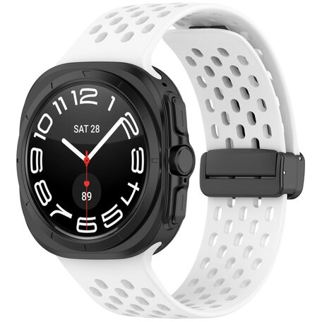 D-buckle siliconen sportband - Wit - Samsung Galaxy Watch Ultra 47mm