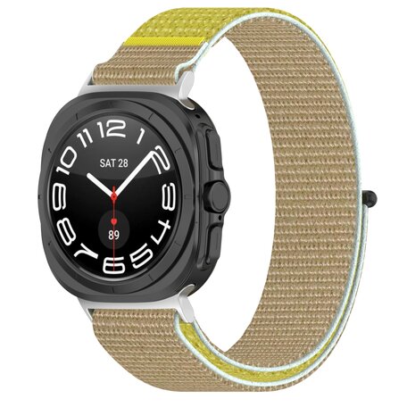 Nylon Sport loop bandje - Khaki / geel - Samsung Galaxy Watch Ultra 47mm