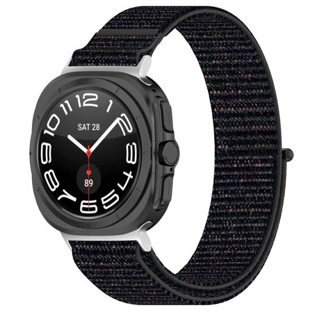 Nylon Sport loop bandje - Zwart - Samsung Galaxy Watch Ultra 47mm