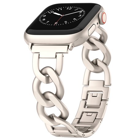 Metalen quick-release ketting band - Sterrenlicht / starlight - Geschikt voor Apple watch 38mm / 40mm / 41mm