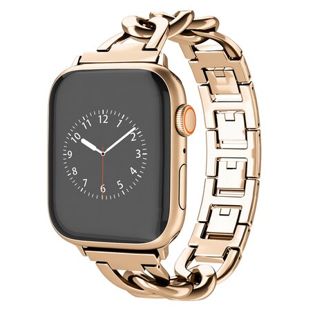 Metalen quick-release ketting band - Rosé / champagne goud - Geschikt voor Apple watch 38mm / 40mm / 41mm