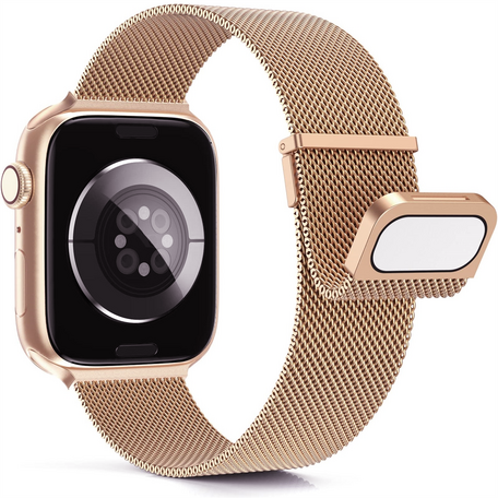 Milanese band - Champagne / rosé goud - Extra sterke magneet - Geschikt voor Apple Watch 38mm / 40mm / 41mm / 42mm