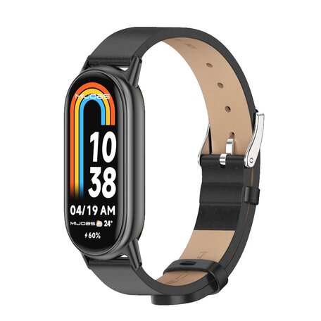 PU leren bandje - Zwart met zwarte aansluiting - Xiaomi Smart band 8