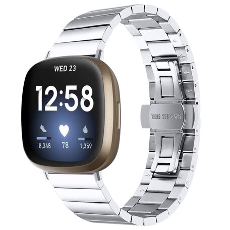 Fitbit Versa 3/4 & Sense 1/2 metalen schakelband - Zilver