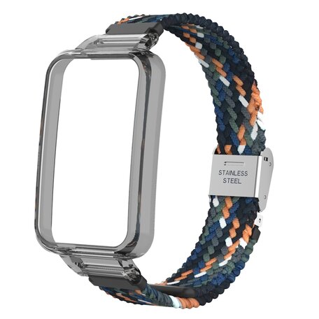 Braided nylon bandje met case - Multicolor Dark - Xiaomi Smart band 7 Pro