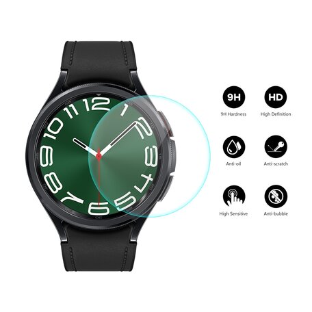 Screen protector Tempered Glass - Full cover - Geschikt voor de Samsung Galaxy Watch 6 Classic - 47mm