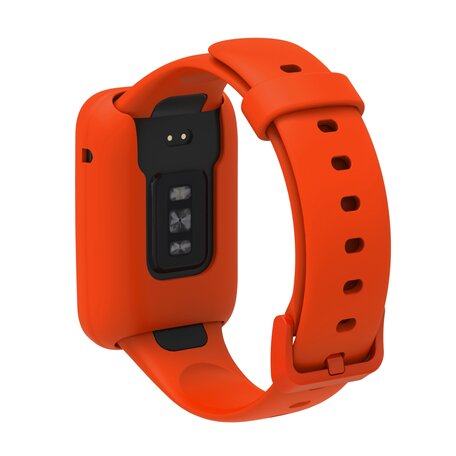 Siliconen sportbandje met case - Oranje - Xiaomi Smart band 7 Pro