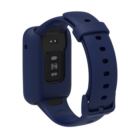 Siliconen sportbandje met case - Donkerblauw - Xiaomi Smart band 7 Pro