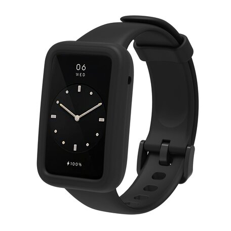 Siliconen sportbandje met case - Zwart - Xiaomi Smart band 7 Pro