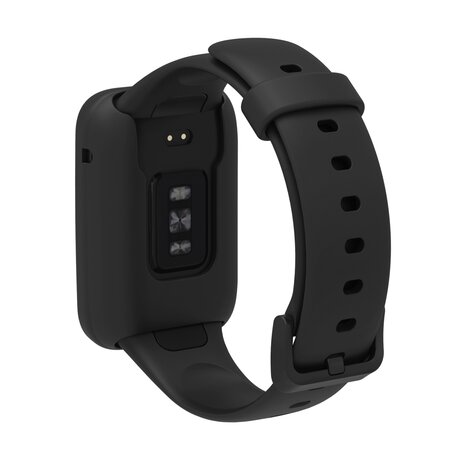 Siliconen sportbandje met case - Zwart - Xiaomi Smart band 7 Pro