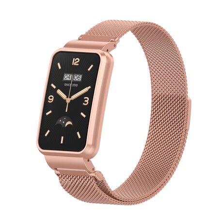 Milanese loop bandje met case - Rosé goud - Xiaomi Smart Band 7 Pro