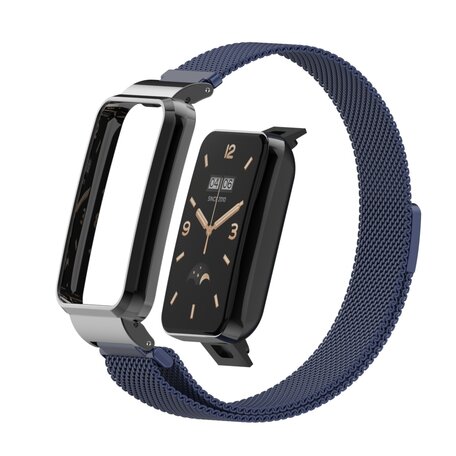 Milanese loop bandje met case - Donkerblauw - Xiaomi Smart Band 7 Pro