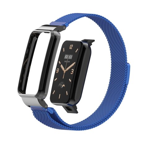 Milanese loop bandje met case - Blauw - Xiaomi Smart Band 7 Pro