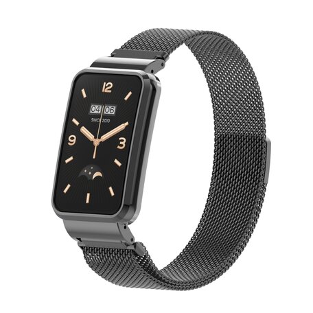 Milanese loop bandje met case - Zwart - Xiaomi Smart Band 7 Pro