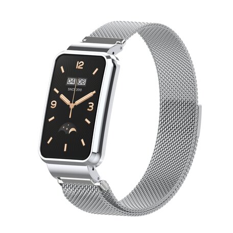 Milanese loop bandje met case - Zilver - Xiaomi Smart Band 7 Pro