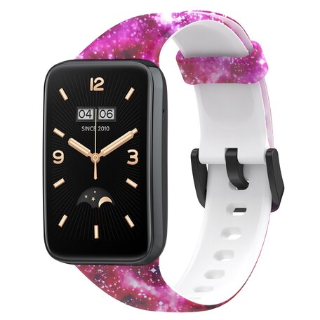 Siliconen bandje met print - Sterrenhemel paars - Xiaomi Smart band 7 Pro