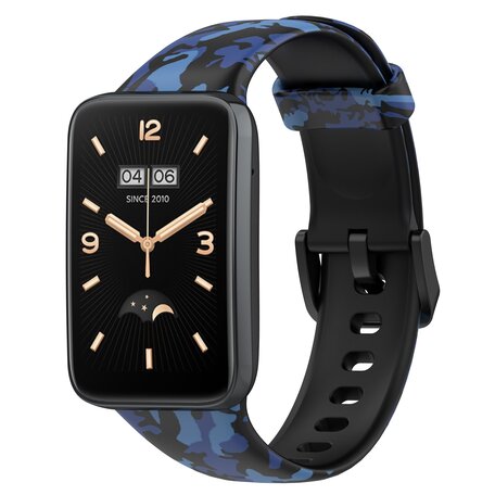 Siliconen bandje met print - Camouflage blauw - Xiaomi Smart band 7 Pro