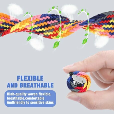 Braided nylon bandje - Blauw / wit - Xiaomi Mi Watch / Xiaomi Watch S1 / S1 Pro / S1 Active / Watch S2