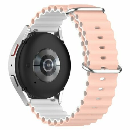 Ocean Style bandje - Lichtroze / wit - Xiaomi Mi Watch / Xiaomi Watch S1 / S1 Pro / S1 Active / Watch S2