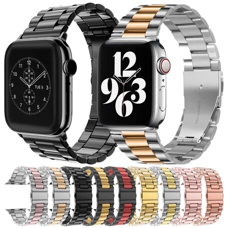 Stalen schakelband - Zwart - Geschikt voor Apple watch 42mm / 44mm / 45mm / 46mm / 49mm