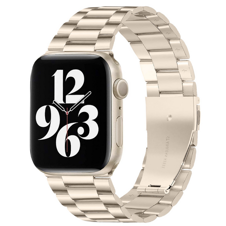 Stalen schakelband - Starlight / Sterrenlicht - Geschikt voor Apple watch 42mm / 44mm / 45mm / 46mm / 49mm