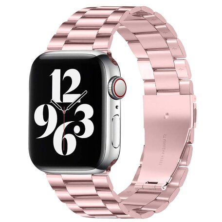 Stalen schakelband - Rosé pink - Geschikt voor Apple watch 42mm / 44mm / 45mm / 46mm / 49mm