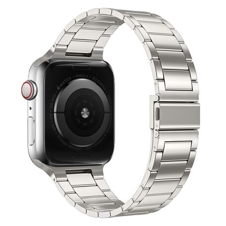 Stalen schakelband - Starlight / Sterrenlicht - Geschikt voor Apple watch 42mm / 44mm / 45mm / 46mm / 49mm