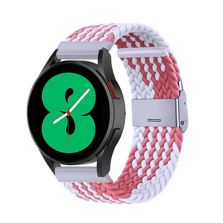 Braided nylon bandje - Wit / roze - Huawei Watch GT 2 & GT 3 - 42mm