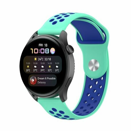 Sport Edition siliconen band - Mintgroen + blauw - Huawei Watch GT 2 Pro / GT 3 Pro - 46mm