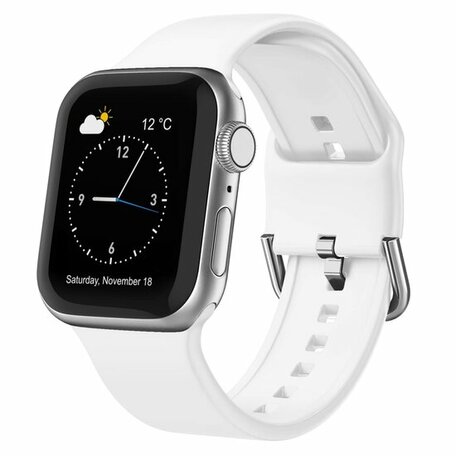 Soft siliconen bandje met gespsluiting - Wit - Geschikt voor Apple Watch 38mm / 40mm / 41mm / 42mm