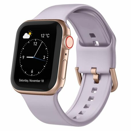 Soft siliconen bandje met gespsluiting - Pastel paars - Geschikt voor Apple Watch 38mm / 40mm / 41mm / 42mm