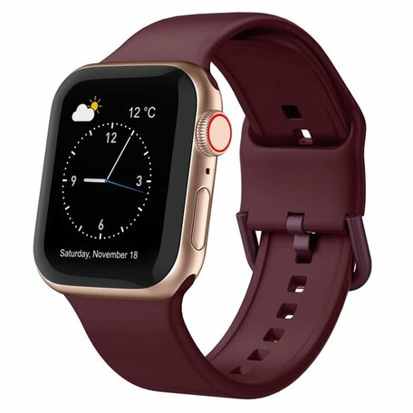 Soft siliconen bandje met gespsluiting - Bordeaux - Geschikt voor Apple Watch 38mm / 40mm / 41mm / 42mm