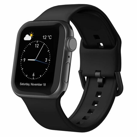 Soft siliconen bandje met gespsluiting - Zwart - Geschikt voor Apple Watch 38mm / 40mm / 41mm / 42mm