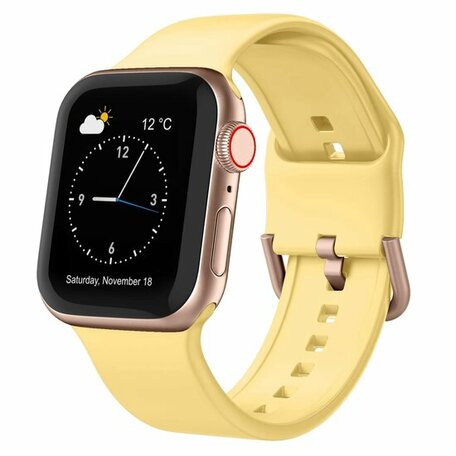 Soft siliconen bandje met gespsluiting - Geel - Geschikt voor Apple Watch 38mm / 40mm / 41mm / 42mm