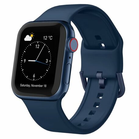 Soft siliconen bandje met gespsluiting - Donkerblauw - Geschikt voor Apple Watch 38mm / 40mm / 41mm / 42mm