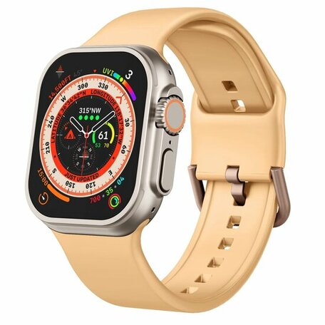 Soft siliconen bandje met gespsluiting - Donkergeel - Geschikt voor Apple Watch 38mm / 40mm / 41mm / 42mm