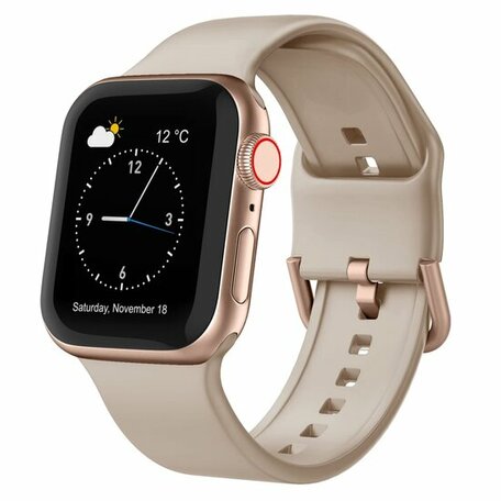 Soft siliconen bandje met gespsluiting - Cappuccino - Geschikt voor Apple Watch 38mm / 40mm / 41mm / 42mm