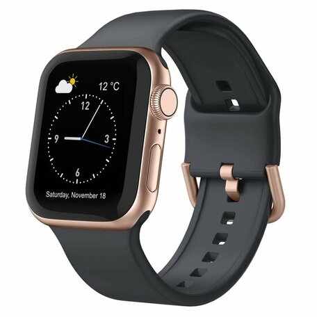 Soft siliconen bandje met gespsluiting - Donkergrijs - Geschikt voor Apple Watch 38mm / 40mm / 41mm / 42mm