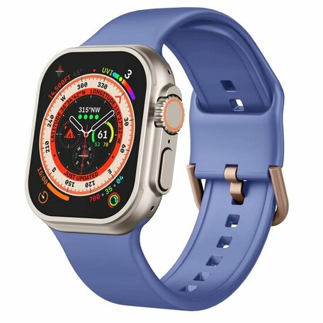 Soft siliconen bandje met gespsluiting - Blauwpaars - Geschikt voor Apple Watch 42mm / 44mm / 45mm / 46mm / 49mm