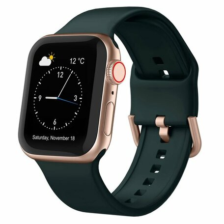 Soft siliconen bandje met gespsluiting - Donkergroen - Geschikt voor Apple Watch 42mm / 44mm / 45mm / 46mm / 49mm