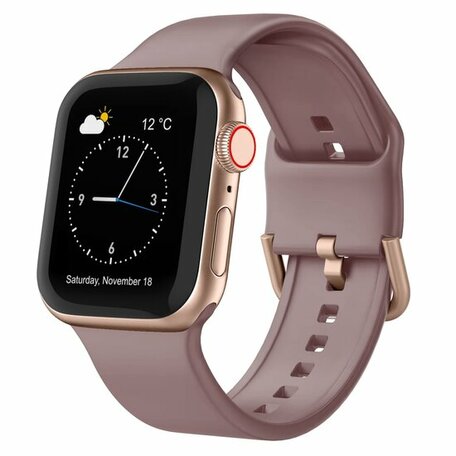 Soft siliconen bandje met gespsluiting - Paarsbruin - Geschikt voor Apple Watch 42mm / 44mm / 45mm / 46mm / 49mm